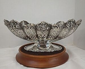 Antique 1908 Gorham Sterling Silver Pierced Centerpiece Bowl 10 75 L 6 75w 4 H