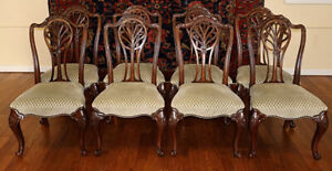 Set Of 8 Mahogany Carved George Iii Style Dining Chairs Probably Maitland Smith
