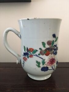 Antique Chinese Export Porcelain Mug Tankard Cup Peony 18th C 1700s Qing Dynasty