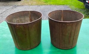 2 Great Old Tin Sap Bucket Original Decor Flowers Planters 