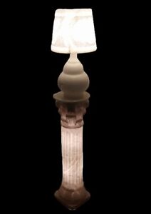 Rare Alabaster Set Column And Lamp Original Made In Italy 1980s Vintage