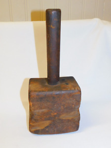 Antique Vintage Primitive Wooden Mallet Hammer Carpenters 11 