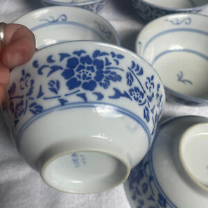 Set Of 9 Antique Chinese Porcelain Bowls Blue And White Chinese Made