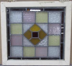 Victorian English Leaded Stained Glass Window Simple Geometric 19 X 17 5 