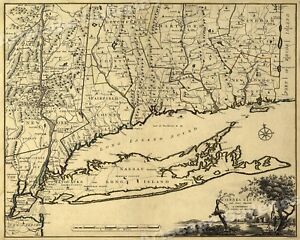 1777 Map Of Connecticut Long Island Manhattan 20x24