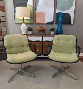 Vintage Mid Century Modern Steelcase Pollock Style 451 322 Swivel Chairs