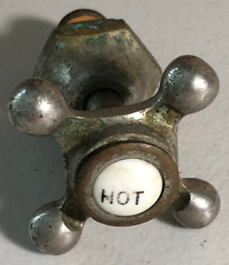 Old Antique Vintage Porcelain Hot Faucet Handle