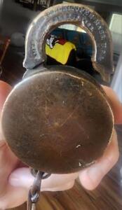 C 1882 Antique Ames Sword Co Chicopee Ma Brass Bronze Padlock No Key As Is