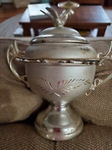 Vintage Antique Victorian Silver Plate Bird Spoon Holder W Spoons