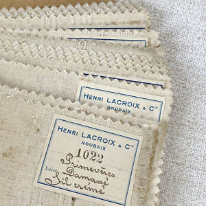 18 13x12 Vintage French Damask Samples Cotton Linen Fabric Pieces