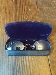 Antique Eye Glasses With Case Jeweler Optician Display Item Optical Vtg 3
