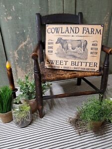 Primitive Antique Vintage Style Dairy Cowland Farm Advertising Butter Cow Sign