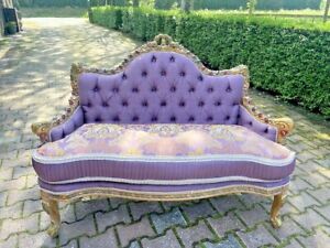 Elegant Louis Xvi Style Settee Sofa In Pastel Colors Worldwide Shipping