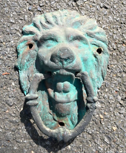 Vintage Architectural Salvage Lion Head Door Knocker Bronze Brass