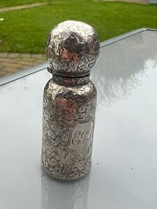 Stunning Victorian Silver Mounted Perfume Scent Bottle Engraved Design