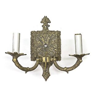 Candelabra Solid Brass Ornate Wall Sconce Electrical Light Fixture Made In Spain