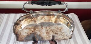 Antique Meriden Connecticut Crown Silver Plated Large Crumb Ornate Tray