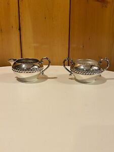 Sheridan Silver On Copper Vintage Creamer And Sugar Set Rare Double Stamped 