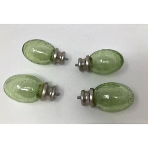 Large Green Crackle Glass Oval Door Drawer Pulls Lot Of 4