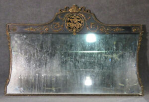 Beautiful Gilded Bronze Ebonized Black Lacquer Buffet Mantle Mantel Mirror C1910