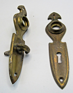Antique Brass Door Back Plates Vintage Antique Victorian Skeleton Key Ll 23