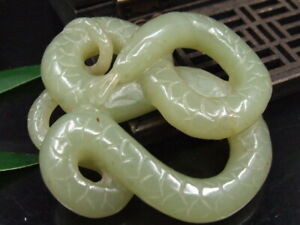 40g Certified Collection Hetian Jade Hand Carved Exquisite Snake Pendant32