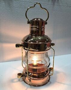 Antique Nautical Copper Brass Electric Lantern 14 Ship Lamp Boat Maritime Gift