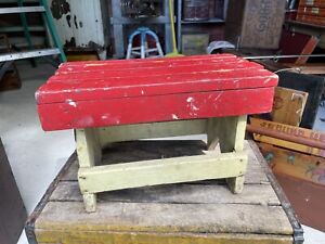 Vintage Shabby Chic Cottage Primitive Wooden Foot Step Stool Painted