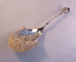 Coin Silver Unusual Large Server W Engraved Design By James Bingham Pa 9 3 8 