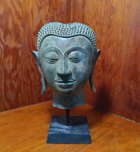 Cambodian Heavy Old Buddha Head Sculpture