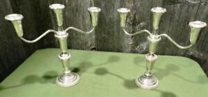 Vintage Sterling Silver Candelabras Weighted 3 Pounds 13 6 Ounces Empire 362