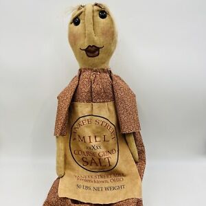 32 Folk Art Primitive Girl Doll Country Ooak Farmhouse Handmade Sitter Grubby