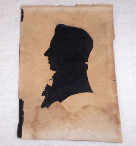 Antique Early 1800s Silhouette Portrait Of A Young Man Gentleman Miniature