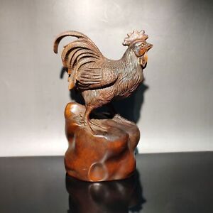 5 Vintage Boxwood Chinese Antique Wooden Carving Rooster Statue Wood Home Decor