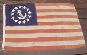Old 1950s Yacht Ensign Flag From Maine Mid Coast 2 X3 