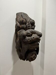 18th Century Chinese Wooden Carving Of An Foo Lion From Fallen Temple 1of1