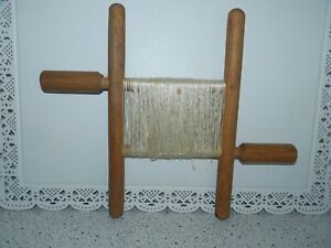 Vtg Antique Primitive Wood Yarn String Winder W Handles Knitting Tool