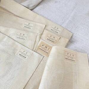 7 15x12 Vintage French Damask Samples Cotton Linen Fabric Pieces