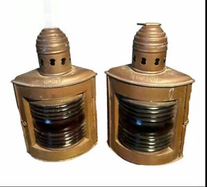Vintage Nautical Brass Oil Lamps Port Lantern Starboard Lantern