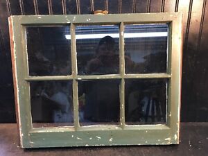 Antique Farm House Window Sash With Glass Panes Wood Frame 24inx19in