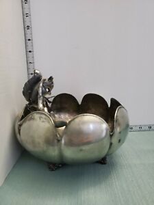 Rare Antique Squirrel Nut Bowl Silver Van Bergh Quadruple Plated Rochester Ny