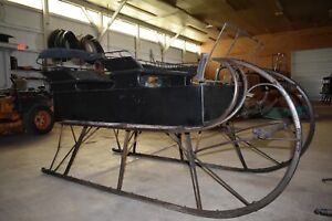 Antique Signed Minter Stafford 4 Passenger Horse Drawn Sleigh Farm Wagon