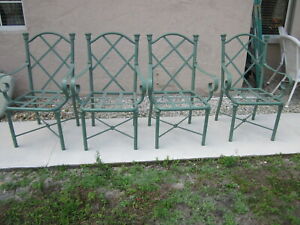 Mario Papperzini Salterini Style Patio Set Aluminum Chairs With Table Base Set 4