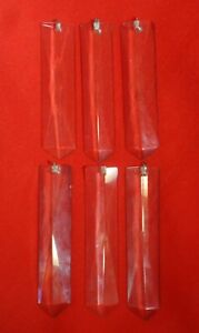 6 Antique Crystal Prisms Multi Faceted Coffin Oil Hanging Lamp Chandelier 4 1 8 