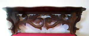 Large 24 Antique Victorian Ornate Carved Walnut Mantle Clock Wall Shelf