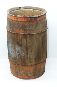 Vintage Metal Banded Wooden Nail Keg Barrel Inv17002