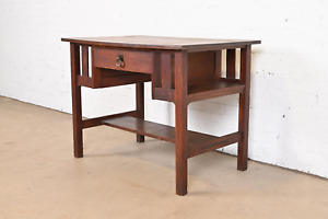Antique Stickley Brothers Mission Oak Arts Crafts Desk Or Library Table