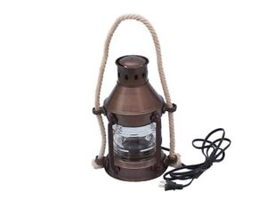 16 Tall Round Anchor Antique Copper Electric Lantern With Mounting Bracket
