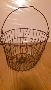 Antique Wire Egg Basket Heavy Wear