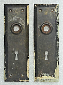 Vintage Pair Of Plain Metal Door Knob Back Plates Architectural Salvage